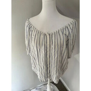 Women's Levi's Off-Shoulder‎ Blue Striped Blouse Size L